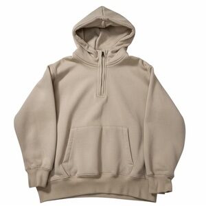 Zara Boys Hoodie 1/4 Zip Pullover Jacket Tan Khaki 133 8 9